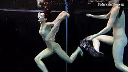 Two Girls Swim and Get Naked on Beach