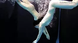 Two Girls Swim and Get Naked on Beach