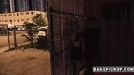 hey, watch this teen goldie take it rough outdoors, getting slammed hard in wild action