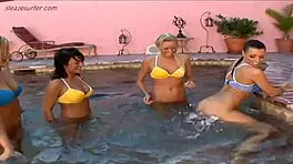 Discover the wildest lesbian foursome with teens 18+ using dildos and toys.