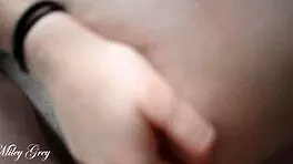 Horny Teen in Panties Rides Dick with Footjob, Moaning Loudly - Miley Grey