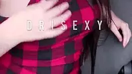 Horny Brunette Plays With 22cm Dildo In Car