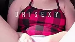 Horny Brunette Plays With 22cm Dildo In Car