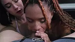 Two naughty chicks sucking cock hard