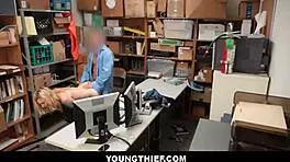 Skinny Blonde Shoplifter Deals With Guard - Zoe Parker