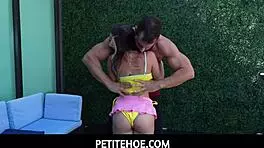 Petitehoe - Tiny 18+ Violet Gems TRAPPED under table. Stepbrother Danny Steele TAKES control!