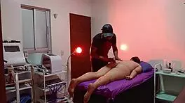 My spa client gets horny and fucks the masseur.