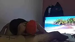masked colombian babe enters my room and sucks 😍