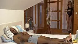 Black4k stud seduces blonde for steamy hotel affair