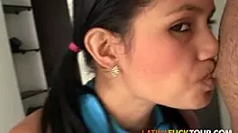 can this petite latina handle her first huge cock in cfnm?