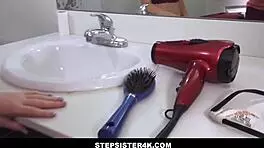 Cute stepsister Briar Rose fucked hard by big dick stepbrother in bathroom POV