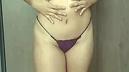 Watch This Sexy Brunette Slut Rip Off Her Red Lingerie And Show Natural Tits!