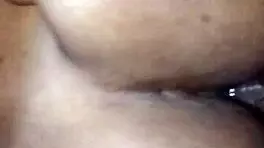 Petite girl feels intense pleasure from big black cock in pov