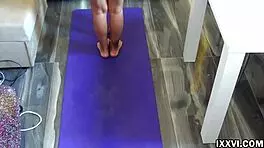 My relaxing morning yoga session in the nude.