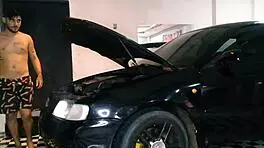 Redhead Teen 18+ Gives Blowjob To Tattooed Asian In Car Threesome