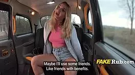 Big ass blonde teen passenger fucks in taxi outdoors