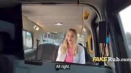 Big ass blonde teen passenger fucks in taxi outdoors
