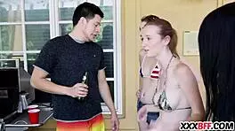 Feeling the intense pleasure of big cocks at summertime BBQ