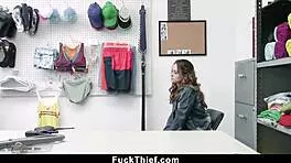 Cute brunette teen gets creampied by police officer