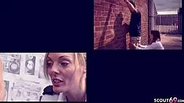 Female cop seduces young guy for outdoor banging