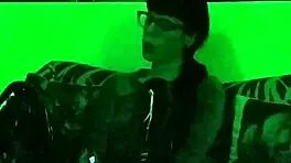 beth kinky goth mistress smokes in green light hd