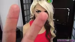 Russian teen 18+ gives outdoor blowjob to suspended step sis in POV