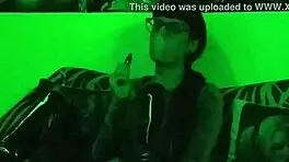 beth kinky goth mistress smokes in green light hd