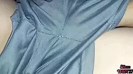 i play with my wet latina neighbor between the sheets using a dildo