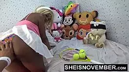 Msnovember Has Tightest Ebony Brown Booty In The World And Young 18+ Cute Slut Needs Big Ass Hole Fingering Bending Over During Upskirt Closeup Fetish With Oil In Her Asshole By Sheisnovember