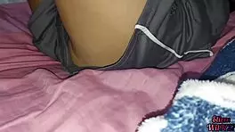 i play with my wet latina neighbor between the sheets using a dildo