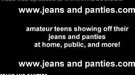 skinny teen 18+ babe flashes panties