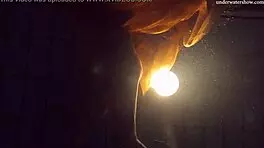 Nastya strips clothes and shows body in pool