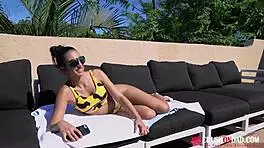 Angelica Cruz Rides Cowgirl on Poolside