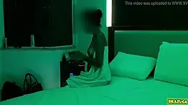 after cumming good, she relaxed listening to music and smoking a cig, cute teen