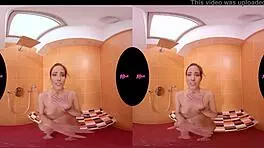 Petite teen Lexi Layo delivers intense blowjob in shower VR