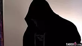 The intruder caught sniffing Brooklyn Gray's panties gets a choice: deepthroat or rough fucking her big ass.