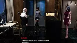 Monica gives footjob in 3D hentai.