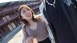 No Bra Busty Babe Sucks and Cums!