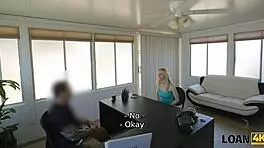 OMG! Loan4k Blonde Cutie Fucks at Bank Desk for Cash Loan