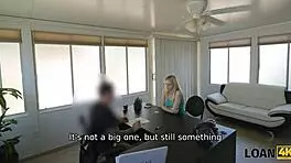 OMG! Loan4k Blonde Cutie Fucks at Bank Desk for Cash Loan