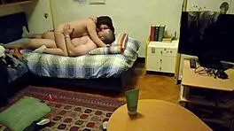 hidden cam spies on young 18+ brunette with small tits banging boyfriend