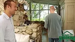 Teen intensely fucked by stepbrother and boyfriend while blindfolded