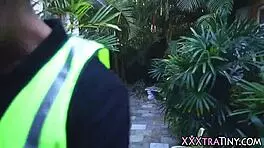 Petite teen 18+ gets a sticky facial after outdoor hardcore action