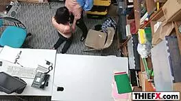 teen thief sucks officer's big cock in the garage for punishment