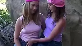 Sweet little 18+ april licking pussy by lesbian girlfriend with natural tits and clit stimulation.