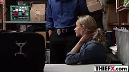 Hot gal chooses penis over jail in garage