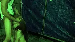 Blonde teen feels intense first time outdoor domination