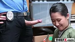 The foxy cutie thief sneaks in and gets nailed hard by the homeowner