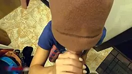 My neighbor paid me with a blowjob for the flat, sucking and cumshot