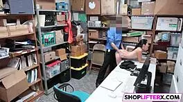 shoplifting teen 18+ chooses big cock over cops, gets punished with monster cock at work 😏